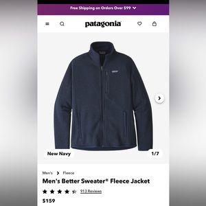 Men’s Patagonia better sweater  fleece jacket in new navy size L